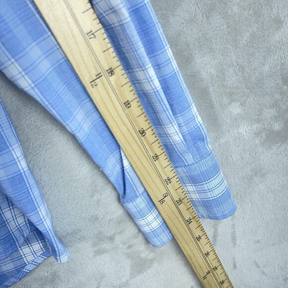 Johnnie O Performance Blaise Laguna Blue Bamboo Mix Long Sleeve Shirt Size Med - Picture 12 of 12